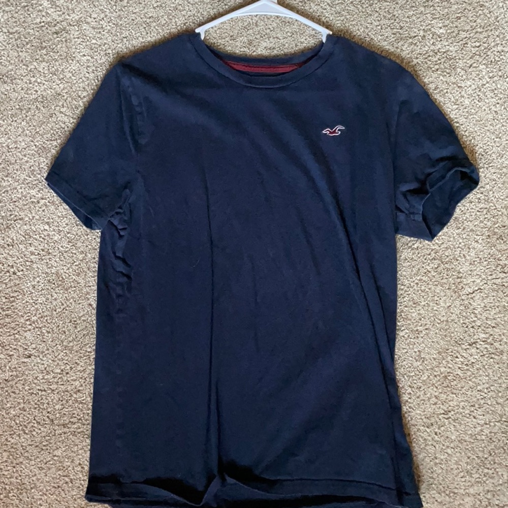 Hollister logo tee, size medium, navy blue, red
